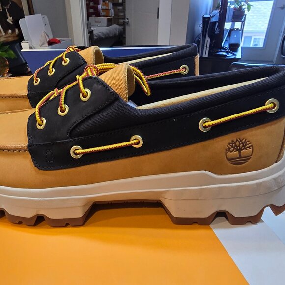 Timberland Authentic Boat Shoe Mens 12 NUBUCK OXFORD WHEAT BLACK NEW TB0A2AK5231 - Picture 1 of 10